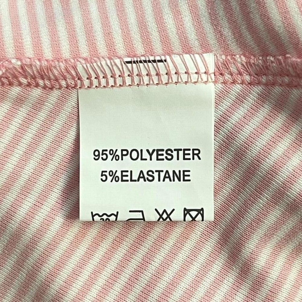 Pink Striped Empire Waist Henley Long Sleeve Button Detail Soft Stretchy Top M - Picture 6 of 8